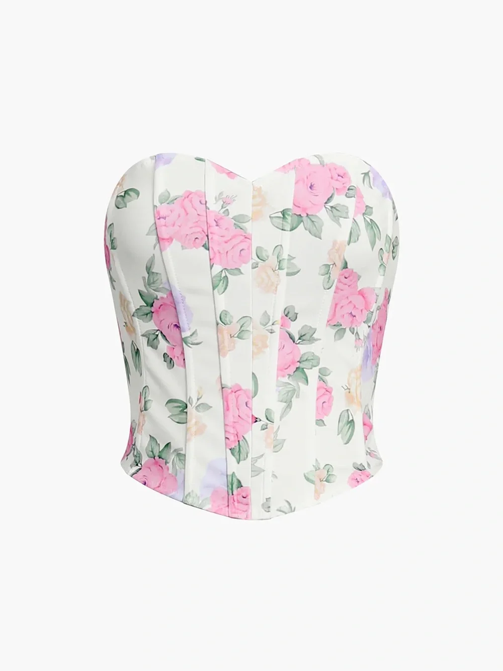 Flower Heart Shaped Neckline Corset - Picture 4 of 7